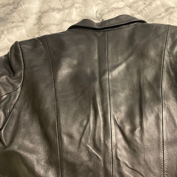 VINTAGE  LEATHER  y2k  black leather jacket Size XL - Picture 10 of 14